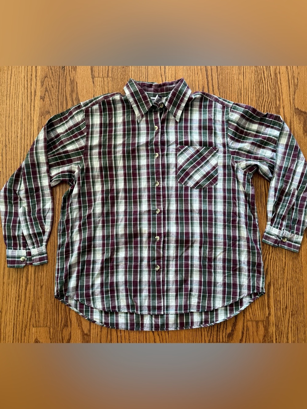 Erika & Co. Women's XL Plaid Cotton Collared Button-Up Long Sleeve Pockets